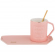 Чайная пара 250 мл с ложкой 3 предмета розовая  LEFARD &quot;Break time /Enjoy your life&quot; / 206381