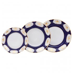Набор тарелок 18 предметов (19, 23, 25 см)  Leander &quot;Соната /Золотой цветок /Кобальт&quot; / 158109