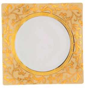 Набор тарелок 27 см 6 шт квадратные  Falkenporzellan "Тоска /Бежевая /Золотые цветы" / 060298