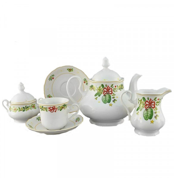 Чайный сервиз на 6 персон 15 предметов  Leander &quot;Мэри-Энн /Новый год&quot; / 158004