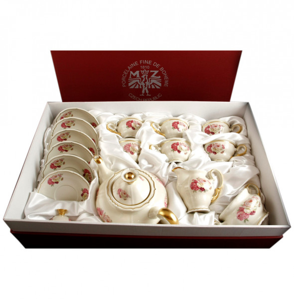 Чайный сервиз на 6 персон 15 предметов  Bohemia Porcelan Moritz Zdekauer 1810 s.r.o. &quot;Анжелика /Розовый дуэт /СК&quot; подарочная упаковка / 098855