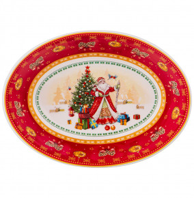 Блюдо 18 х 13 х 5 см овальное красное " LEFARD С Новым годом! /Дед мороз" / 225209