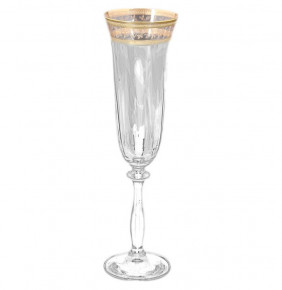 Бокалы для шампанского 190 мл 6 шт  Crystalite Bohemia "Анжела /Оптика /Золотые листики" V-D / 125724