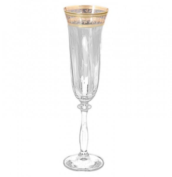 Бокалы для шампанского 190 мл 6 шт  Crystalite Bohemia &quot;Анжела /Оптика /Золотые листики&quot; V-D / 125724