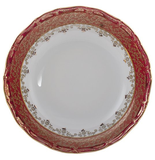 Набор салатников 19 см 6 шт  Royal Czech Porcelain &quot;Офелия /Красная /Золотые листики&quot; / 204777