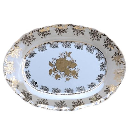Блюдо 32 см овальное  Royal Czech Porcelain &quot;Мария-Тереза /Золотая роза /Бежевая&quot; / 204441