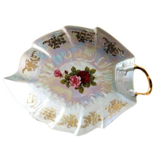 Блюдо 18 см лист  Bohemia Porcelan Moritz Zdekauer 1810 s.r.o. "Офелия /Роза перламутр" / 063626 в Санкт-Петербурге