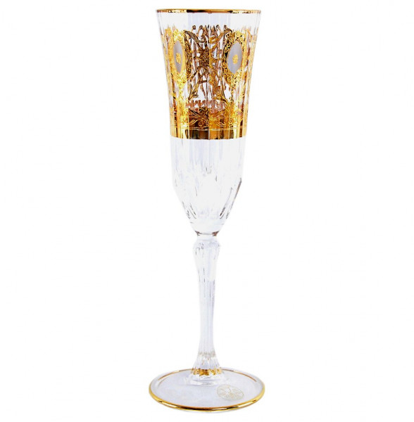 Бокалы для шампанского 180 мл 6 шт  RCR Cristalleria Italiana SpA &quot;Timon /Адажио /Голубые с золотом&quot; / 149565