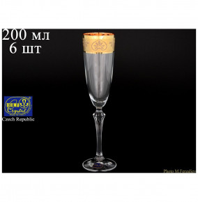 Бокалы для шампанского 200 мл 6 шт  Crystalex CZ s.r.o. "Элизабет /Золотой узор /935" / 041770