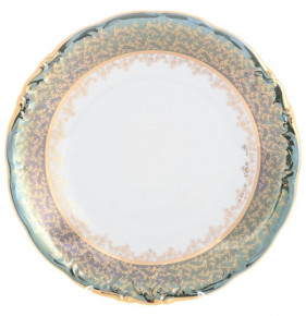 Блюдо 30 см круглое  Sterne porcelan "Фредерика /Золотые листья на зелёном" / 128776