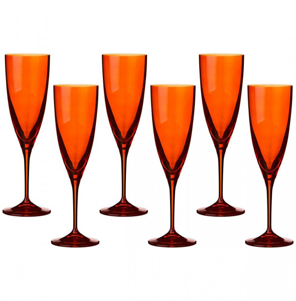 Бокалы для шампанского 220 мл 6 шт  Crystalex CZ s.r.o. &quot;Кейт /Оранжевые&quot;  / 170352