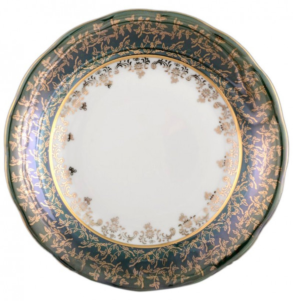 Набор тарелок 19 см 6 шт  Royal Czech Porcelain &quot;Фредерика /Зелёная /Золотые листики&quot; / 088746