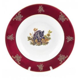 Тарелка 22,5 см глубокая  Cmielow "Астра /Охота красная" / 281732