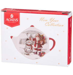 Подставка под чайные пакетики 12 х 8,5 х 1,5 см  Agness "С новым годом! /Санта Клаус и снеговик" / 331382