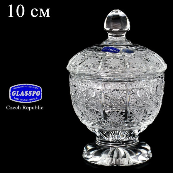 Вазочка 10 см с крышкой н/н &quot;Glasspo /Хрусталь резной&quot; / 079354