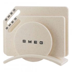 Набор разделочных досок 3 предмета на подставке светло-бежевые Smeg / 349373