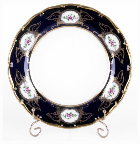 Набор тарелок 25 см 6 шт  Bohemia Porcelan Moritz Zdekauer 1810 s.r.o. "Анжелика /Цветы /Кобальт" / 033811