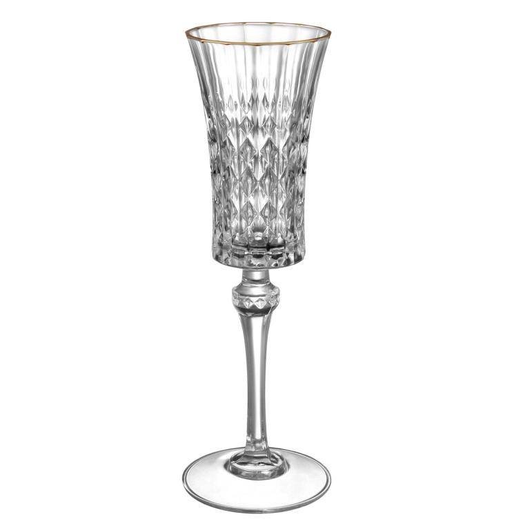 Бокалы для шампанского 150 мл 6 шт  Cristal d’Arques "Даймонд /Золотой ободок" / 247583