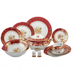 Столовый сервиз на 6 персон 27 предметов  Royal Czech Porcelain "Болеро /Золотая роза /Красная" / 203627