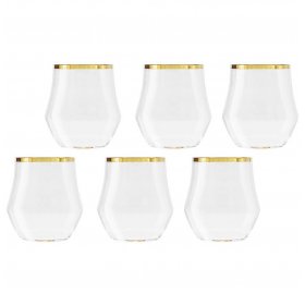 Стаканы для виски 375 мл 6 шт  Same Crystal &quot;Сабина /Отводка золото&quot; (подарочная упаковка) / 300254