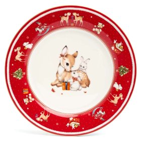 Тарелка 19 см красная  LEFARD &quot;С Новым годом! /Звери&quot; / 385873