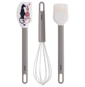 Набор 3 предмета (венчик, лопатка, кисточка)  Agness &quot;Парижские коты&quot; / 392153