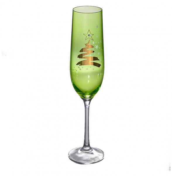 Бокалы для шампанского 190 мл 2 шт зелёный  Crystalex CZ s.r.o. &quot;Виола /Золотая ёлка&quot; / 231753
