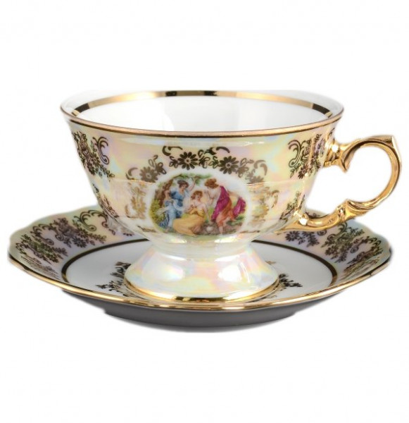 Набор чайных пар 220 мл 6 шт  Royal Czech Porcelain &quot;Фредерика /Мадонна перламутр&quot; / 097519