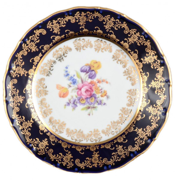 Набор тарелок 19 см 6 шт  Bohemia Porcelan Moritz Zdekauer 1810 s.r.o. &quot;Офелия /Кобальт /Полевой цветок&quot; / 039467