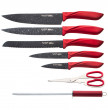 Набор кухонных ножей 8 предметов с ножницами и мусатом на пластиковой подставке / 296247
