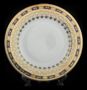 Набор тарелок 25 см 6 шт  Bohemia Porcelan Moritz Zdekauer 1810 s.r.o. "Аннетта /Синяя /Золотой орнамент" / 088902