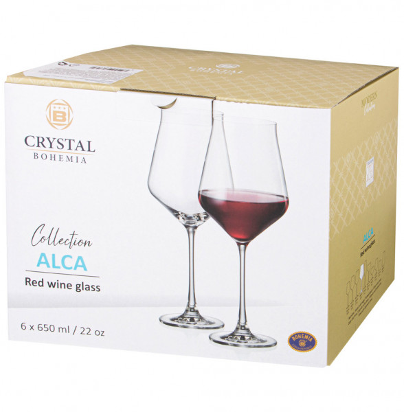Бокалы для красного вина 650 мл 6 шт  Crystalite Bohemia &quot;Алка /Без декора&quot; / 251084