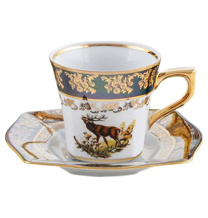 Чайная чашка 230 мл 1 шт  Royal Czech Porcelain &quot;Львов /Охота зеленая&quot; / 204386