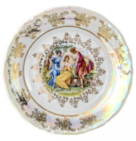 Блюдо 30 см круглое  Royal Czech Porcelain "Мария-Тереза /Золотая роза /Бежевая" / 203561
