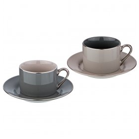 Набор чайных пар 220 мл 2 шт LEFARD "Дымчато-серые /Платина" / 225230