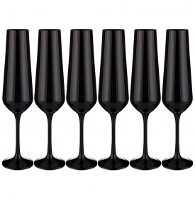 Бокалы для шампанского 200 мл 6 шт  Crystalex CZ s.r.o. &quot;Сандра /Чёрные&quot; / 199202
