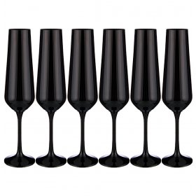 Бокалы для шампанского 200 мл 6 шт  Crystalex CZ s.r.o. &quot;Сандра /Чёрные&quot; / 199202