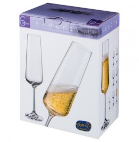 Бокалы для шампанского 200 мл 6 шт  Crystalex CZ s.r.o. &quot;Сандра /Чёрные&quot; / 199202