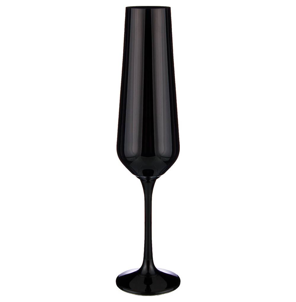 Бокалы для шампанского 200 мл 6 шт  Crystalex CZ s.r.o. &quot;Сандра /Чёрные&quot; / 199202