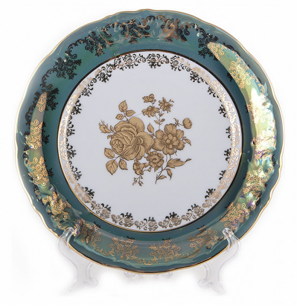 Набор тарелок 23 см 6 шт глубокие  МаМ декор &quot;Фредерика /Золотая роза /зелёная&quot; / 159588