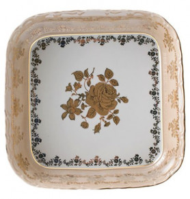 Салатник 16 см квадратный  Royal Czech Porcelain "Львов /Золотая роза /Бежевая" / 203930