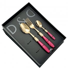 Столовые приборы 18 предметов на 6 персон  Domus Design &quot;D&amp;D /Ишиа&quot; цвет бордовой жемчужины / 277199