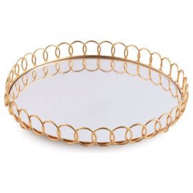 Поднос 35 см круглый с зеркалом  YLC Home "Olympus Gold" / 247771