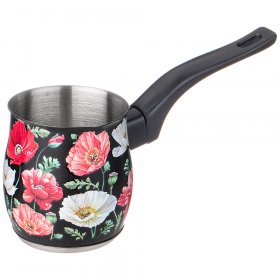 Турка 340 мл чёрная  Agness &quot;Маки&quot; / 334711