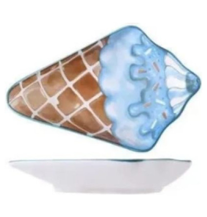 Тарелка 18 х 11,5 х 3 см голубой  Мята &quot;Мороженое /Вафельный рожок&quot; / 309321