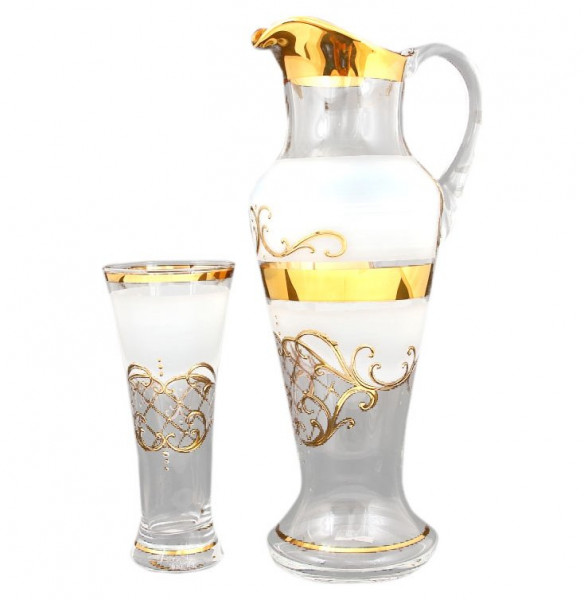 Набор для воды 7 предметов (кувшин + 6 стаканов)  Bohemia &quot;Иксовка /Арабский /золото&quot; / 122523