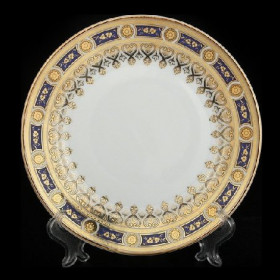 Набор тарелок 19 см 6 шт  Bohemia Porcelan Moritz Zdekauer 1810 s.r.o. &quot;Аннетта /Синяя /Золотой орнамент&quot; / 088901