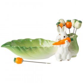 Набор кролик блюдо 21 см+6 вилочек (кор=48шт.) / 277657