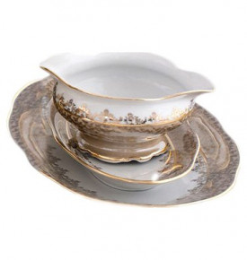 Соусник  Royal Czech Porcelain "Аляска /Бежевая /Золотые листики" / 203846