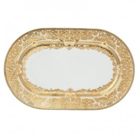 Блюдо 36 см овальное  Falkenporzellan &quot;Наталия /Бежевая в золотой роскоши&quot; / 128642